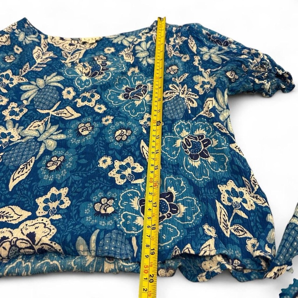 Blue Floral Two-Piece Set Womens Large Top & Small Pants Resort Beach Pool - Picture 4 of 8